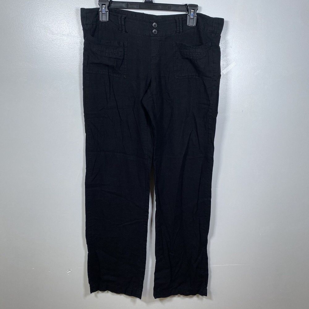 SO Women's Juniors S Black Linen Blend Elastic Waist Pull On Pants Y2K‎ 00s
